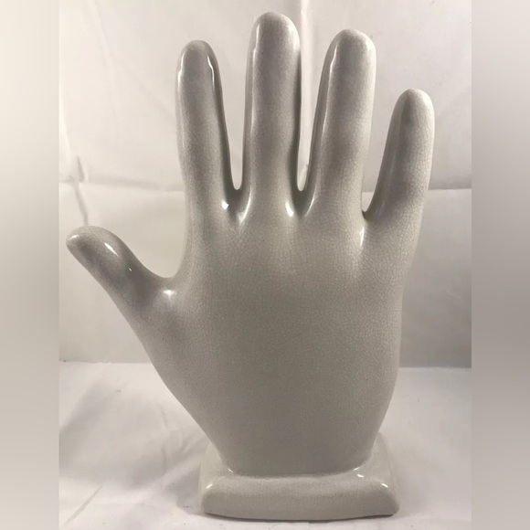 Ceramic Palmistry Hand for Palm Reading, Crackle Glaze 12” X 10” - Picture 5 of 5